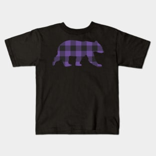 Purple Gay Bear Buffalo Plaid Check Bear | BearlyBrand Kids T-Shirt